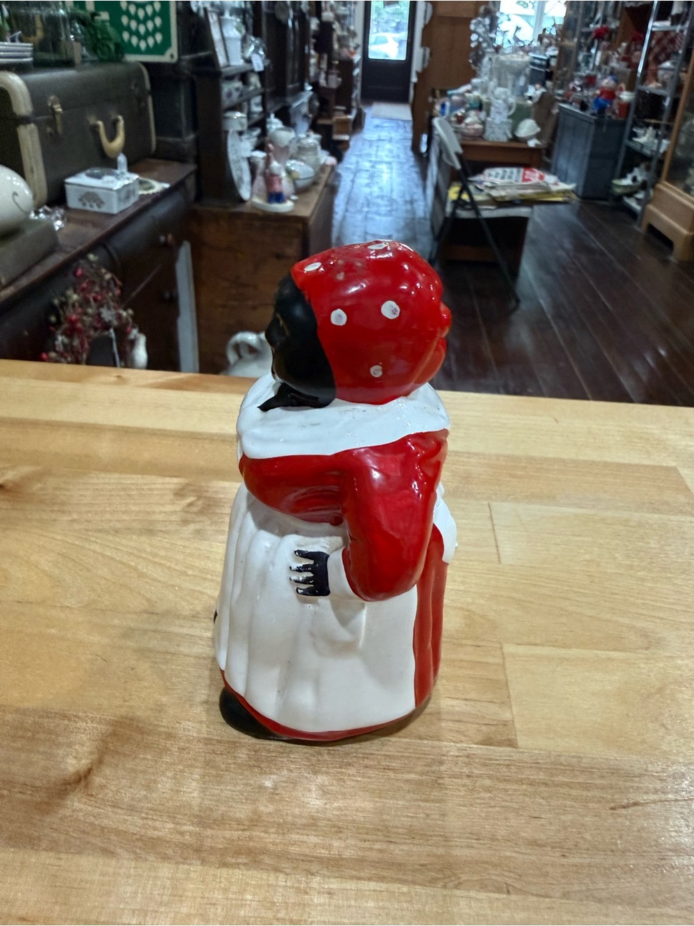 Vintage Red and White Ceramic woman Bell - Picture 4 of 7